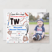 Invitation Baseball Deuxième fête d'anniversaire (Devant)