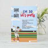 Invitation Baseball enregistrer la date 30e fête d'anniversai (Debout devant)