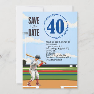 Invitation Baseball enregistrer la date 40e fête d'anniversai