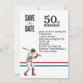 Invitation Baseball enregistrer la date 50e fête d'anniversai (Devant)