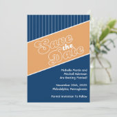Invitation Baseball Faire Part de Date de Mariage (Orange/Ble (Debout devant)