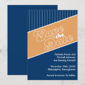 Invitation Baseball Faire Part de Date de Mariage (Orange/Ble (Devant / Derrière)