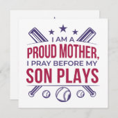Invitation Baseball Fier Mère Je Prie Avant Que Mon Fils Ne J (Devant / Derrière)