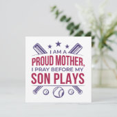 Invitation Baseball Fier Mère Je Prie Avant Que Mon Fils Ne J (Debout devant)