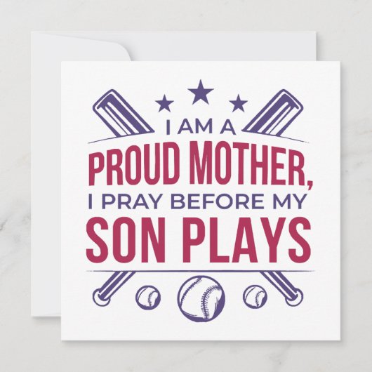 Invitation Baseball Fier Mère Je Prie Avant Que Mon Fils Ne J (Devant)