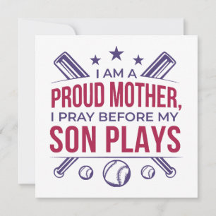 Invitation Baseball Fier Mère Je Prie Avant Que Mon Fils Ne J