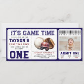 Invitation Baseball First Year Down 1st Birthday Ticket (Devant)