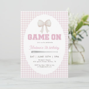 Invitation Baseball Game On Nœud Papillon Rose Gingham Prépa