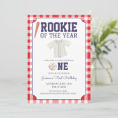 Invitation Baseball Gingham 1er Anniversaire (Debout devant)