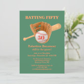 Invitation Baseball Glove Batting Fifty Men's 50th Birthday (Debout devant)