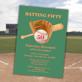 Invitation Baseball Glove Batting Fifty Men's 50th Birthday