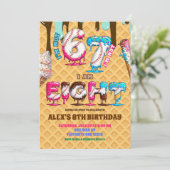 Invitation Baseball Ice Cream Drip Six Seven boy 8th Birthday (Debout devant)