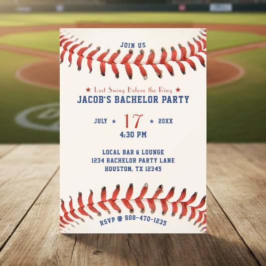 Invitation Baseball Last Swing Before the Ring Bachelor Party