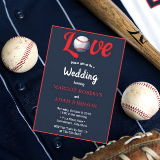 Invitation Baseball Love Bourgogne Floral Mariage