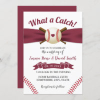 Baseball Love Burgundy Red Ribbon Sports Mariage