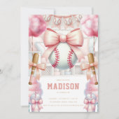 Invitation Baseball Luxury Birthday Girly Sports Theme (Devant)
