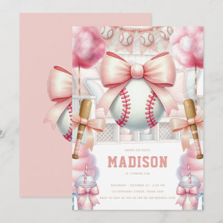 Invitation Baseball Luxury Birthday Girly Sports Theme