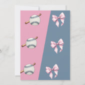 Invitation Baseball ou Bows Blue ou Rose Genre Reveilla (Dos)