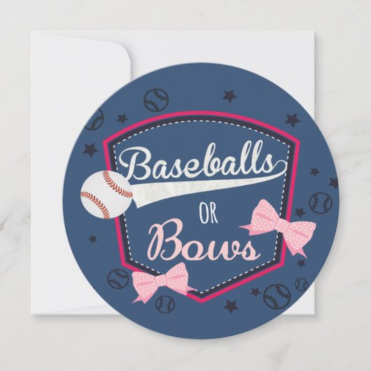 Invitation Baseball ou bows Genre Reveal (Devant)