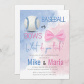 Invitation Baseball ou Bows, le genre révèle l'invitation (Devant / Derrière)