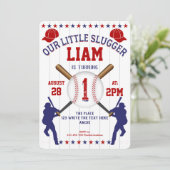 Invitation Baseball, Petit Slugger, Garçon 1er anniversaire (Debout devant)