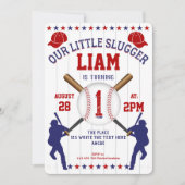 Invitation Baseball, Petit Slugger, Garçon 1er anniversaire (Devant)
