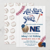 Invitation Baseball Premier Anniversaire Recrue de l'année (Devant / Derrière)