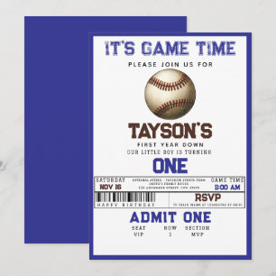 Invitation baseball première année bas 1er anniversaire