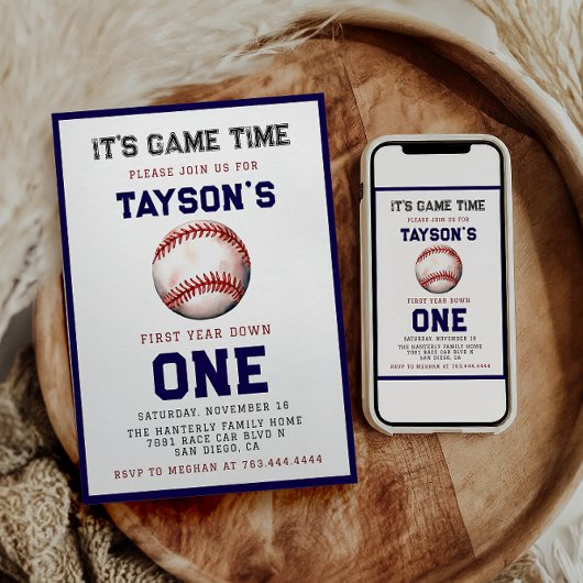 Invitation Baseball première année bas 1er anniversaire