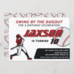 Invitation Baseball Red Black fête d'anniversaire