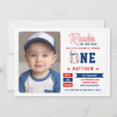 Invitation Baseball Rookie Casquette Stripes Photo Boy 1er an (Devant)