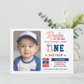 Invitation Baseball Rookie Casquette Stripes Photo Boy 1er an (Debout devant)