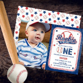 Invitation Baseball Rookie Front Photo 1ère fête d'anniversai