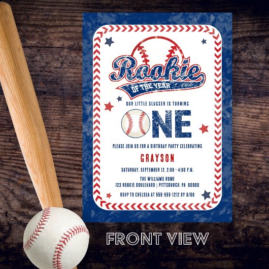 Invitation Baseball Rookie Retour Photo 1ère fête d'anniversa