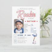 Invitation Baseball Rookie Statistiques Fun Photo Boy 1er ann (Debout devant)