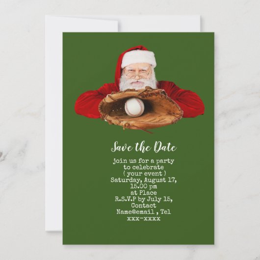 Invitation Baseball sauver la date Noël (Devant)