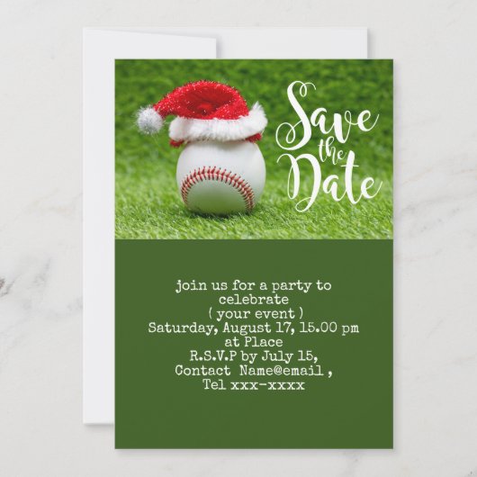 Invitation Baseball sauver la date Noël (Devant)