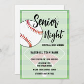 Invitation Baseball Senior Night High School Party (Devant / Derrière)