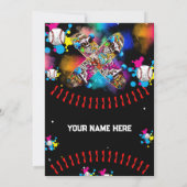 Invitation Baseball skateboard graffiti coloré party Noir (Dos)