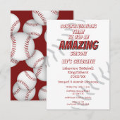 Invitation baseball softball enfants banquet de fin de saison (Devant / Derrière)