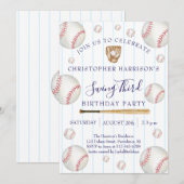 Invitation Baseball Sport Boy 3rd Birthday (Devant / Derrière)