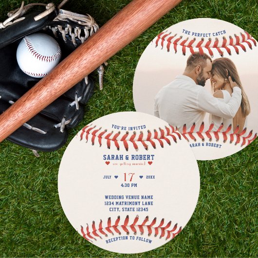 Invitation Baseball Sport Le Mariage photo parfait attraper