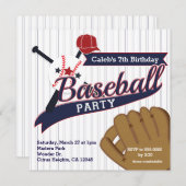 Invitation Baseball Sport Pin Strited Anniversaire (Devant / Derrière)