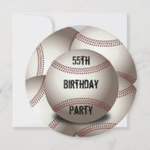 Invitation Baseball sportif 55e fête d'anniversaire double fa (Devant)