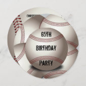 Invitation Baseball sportif 65e fête d'anniversaire double fa (Devant / Derrière)