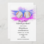 Invitation Baseball thème genre révéler la fête (Devant / Derrière)