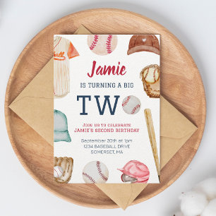 Invitation Baseball Turin Two Boy 2e anniversaire