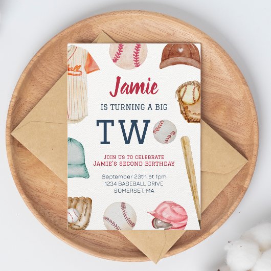 Invitation Baseball Turin Two Boy 2e anniversaire