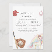 Invitation Baseball & Unicorn Siblings Joint Birthday (Devant)