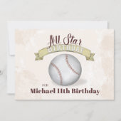Invitation Baseball vintage All Star Anniversaire Simple (Devant)